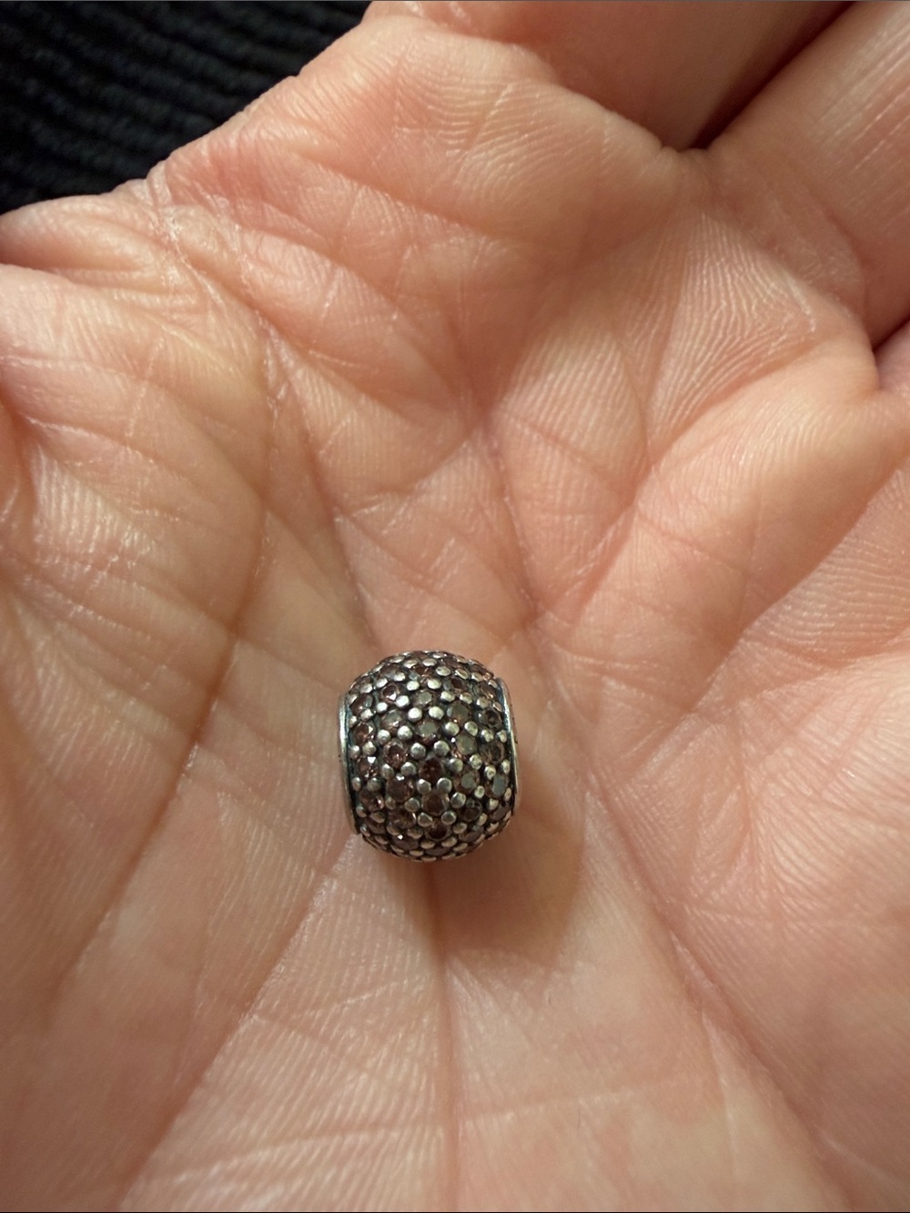 Pandora Pavé Bead Charm in Dark Silver